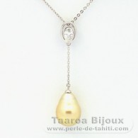 Collana in Argento e 1 Perla de Australia Semi-Barocca C 11.6 mm