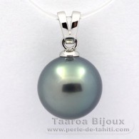Ciondolo in Argento e 1 Perla di Tahiti Rotonda C 13 mm