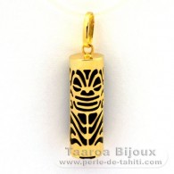 Ciondolo in Oro 18K e Agata Nera - 21 mm - Longevit