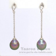 Orecchini in Argento e 2 Perle di Tahiti Cerchiate C 8.9 mm