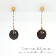 Orecchini in Oro 18K e 2 Perle di Tahiti Semi-Barroca A 8 mm