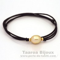 Collana in Cotone e 1 Perla de Australia Cerchiate C 11.2 mm