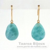 Orecchini in Oro 18K e 2 Larimar - 16.5 x 12 x 5.5 mm - 3.44 gr