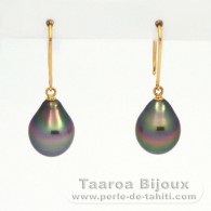 Orecchini in Oro 18K e 2 Perle di Tahiti Semi-Barroca B 9.1 mm