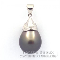 Ciondolo in Argento e 1 Perla di Tahiti Semi-Barocca B 13.9 mm