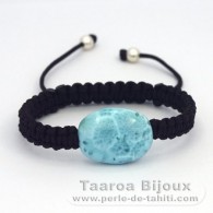 Braccialetto in Nylon e 1 Larimar - 16 x 21 x 8.1 mm - 4.6 gr