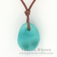 Collana in Cotone e 1 Larimar - 19.5 x 15.5 x 9 mm - 4.3 gr