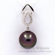 Ciondolo in Argento e 1 Perla di Tahiti Semi-Rotonda C 12.3 mm