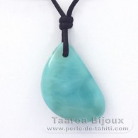 Collana in Cotone e 1 Larimar - 30 x 20 x 8 mm - 7.8 gr