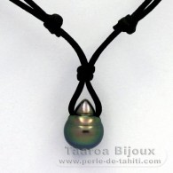 Collana in Cotone e 1 Perla di Tahiti Cerchiate C 11.5 mm