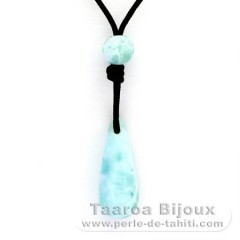 Collana in Nylon e 3 Larimar - 26 x 10.5 x 9.5 mm - 3.7, 0.8 e 1.2 gr