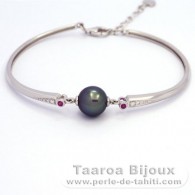 Braccialetto in Argento e 1 Perla di Tahiti Semi-Rotonda A 9.8 mm