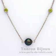 Collana in Argento e 5 Perle di Tahiti Semi-Rotonda C di 8.5 a 8.9 mm