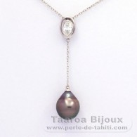 Collana in Argento e 1 Perla di Tahiti Semi-Barocca B 10.2 mm