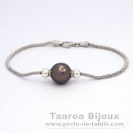 Braccialetto in Argento e 1 Perla di Tahiti Semi-Rotonda C 10.8 mm