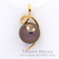Ciondolo in Oro 18K e 1 Perla di Tahiti Rotonda B 9.7 mm