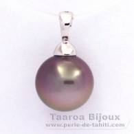 Ciondolo in Oro bianco 18K e 1 Perla di Tahiti Rotonda B 11.3 mm