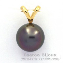 Ciondolo in Oro 18K e 1 Perla di Tahiti Rotonda B 9.5 mm