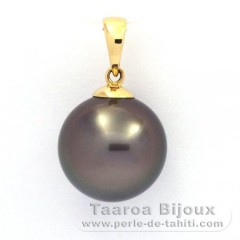 Ciondolo in Oro 18K e 1 Perla di Tahiti Rotonda B 11.9 mm