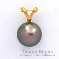 Ciondolo in Oro 18K e 1 Perla di Tahiti Rotonda B 9.7 mm