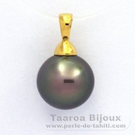 Ciondolo in Oro 18K e 1 Perla di Tahiti Rotonda B 11.5 mm