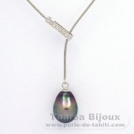 Collana in Argento e 1 Perla di Tahiti Semi-Barocca B 11.6 mm