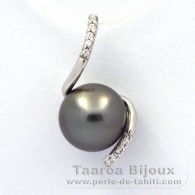 Ciondolo in Argento e 1 Perla di Tahiti Rotonda C 9.7 mm