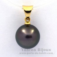 Ciondolo in Oro 18K e 1 Perla di Tahiti Rotonda B 9.4 mm