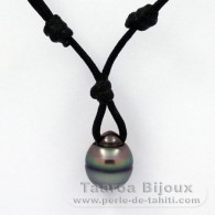 Collana in Cotone e 1 Perla di Tahiti Cerchiate C 11.6 mm