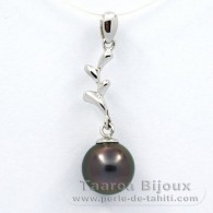 Ciondolo in Argento e 1 Perla di Tahiti Rotonda C 9.2 mm