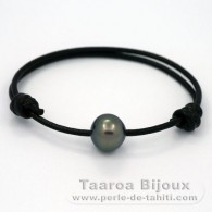 Braccialetto in Cuoio e 1 Perla di Tahiti Semi-Barocca C 12.2 mm