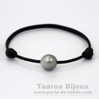 Braccialetto in Cuoio e 1 Perla di Tahiti Semi-Barocca C 11.5 mm