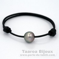 Braccialetto in Cuoio e 1 Perla di Tahiti Semi-Barocca C 12.7 mm