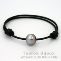 Braccialetto in Cuoio e 1 Perla di Tahiti Semi-Barocca C 12.1 mm