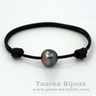 Braccialetto in Cuoio e 1 Perla di Tahiti Semi-Barocca C 12.4 mm