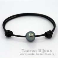Braccialetto in Cuoio e 1 Perla di Tahiti Semi-Barocca C 11.8 mm