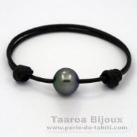 Braccialetto in Cuoio e 1 Perla di Tahiti Semi-Barocca C 12.6 mm