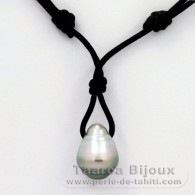 Collana in Cotone e 1 Perla di Tahiti Cerchiate C 12.4 mm