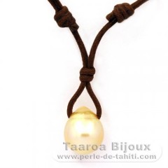Collana in Cotone e 1 Perla de Australia Semi-Barocca C 12.7 mm