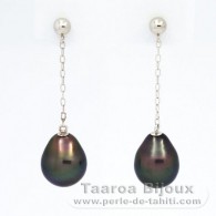 Orecchini in Oro 14K e 2 Perle di Tahiti Semi-Barroca A/B 8 mm