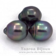 Lotto di 3 Perle di Tahiti Semi-Barroca B di 10.5 a 10.7 mm