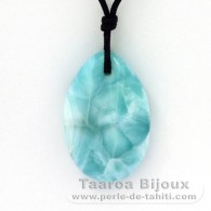 Collana in Nylon e 2 Larimar - 35 x 22.5 x 8.5 mm - 11.67 gr e 1.03 gr