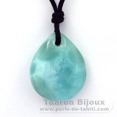 Collana in Nylon e 2 Larimar - 24.5 x 20 x 8 mm - 5.55 gr & 1.4 gr