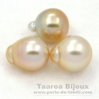 Lotto di 3 Perle di Australia Semi-Barroca B di 10.1 a 10.4 mm