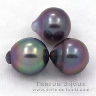 Lotto di 3 Perle di Tahiti Semi-Barocche B di 9 a 9.2 mm