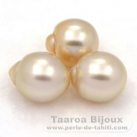 Lotto di 3 Perle di Australia Semi-Barroca B di 10.6 a 10.9 mm