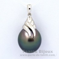 Ciondolo in Argento e 1 Perla di Tahiti Semi-Barocca C 13.8 mm