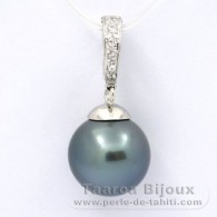 Ciondolo in Argento e 1 Perla di Tahiti Rotonda C 13 mm