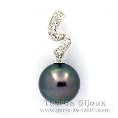 Ciondolo in Argento e 1 Perla di Tahiti Rotonda C 11.7 mm