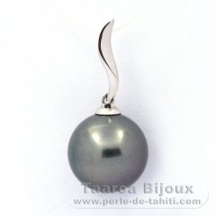 Ciondolo in Argento e 1 Perla di Tahiti Rotonda C 11.5 mm